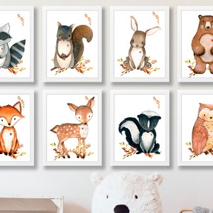Set of Nursery Prints , Nursery Wall Picture , New Baby Print , Woodland Animals Print , Nursery Decor