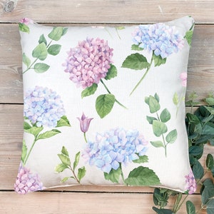 Hydrangea Cushion , Botanical Cushion , Hydrangea Flower Plant Pillow , Greenery Foliage Cushion , Scatter Cushion , Room Decor - Home Decor