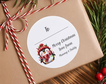 Personalised Christmas Stickers | Round Gloss Custom Name Labels | Christmas Name Labels | Gift Stickers | Glossy Round Labels | Gift Tags