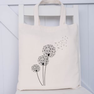 Dandelion Tote Bag, Dandelion Bag, Dandelion Shopping Bag, Gift for Her, Floral Tote Bag,