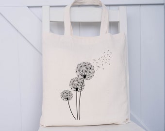 Dandelion Tote Bag, Dandelion Bag, Dandelion Shopping Bag, Gift for Her, Floral Tote Bag,