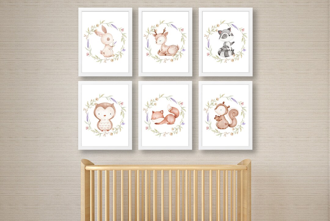 Woodland Animals Print , Set of Nursery Prints , Forest Animal ...