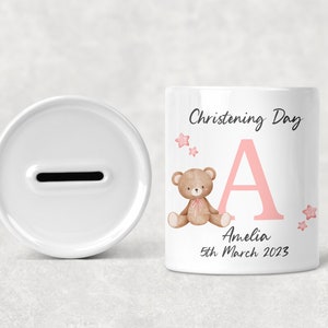 Personalised Christening Baptism Ceramic Money Box, New Baby Present, Christening Birthday Christmas Gift, Personalised Christening Gift