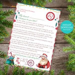 Carta de Papá Noel para imprimir, Carta de Papá Noel, Carta de Papá Noel, Lista de deseos de Navidad, Carta para niños, Descargar imprimible,