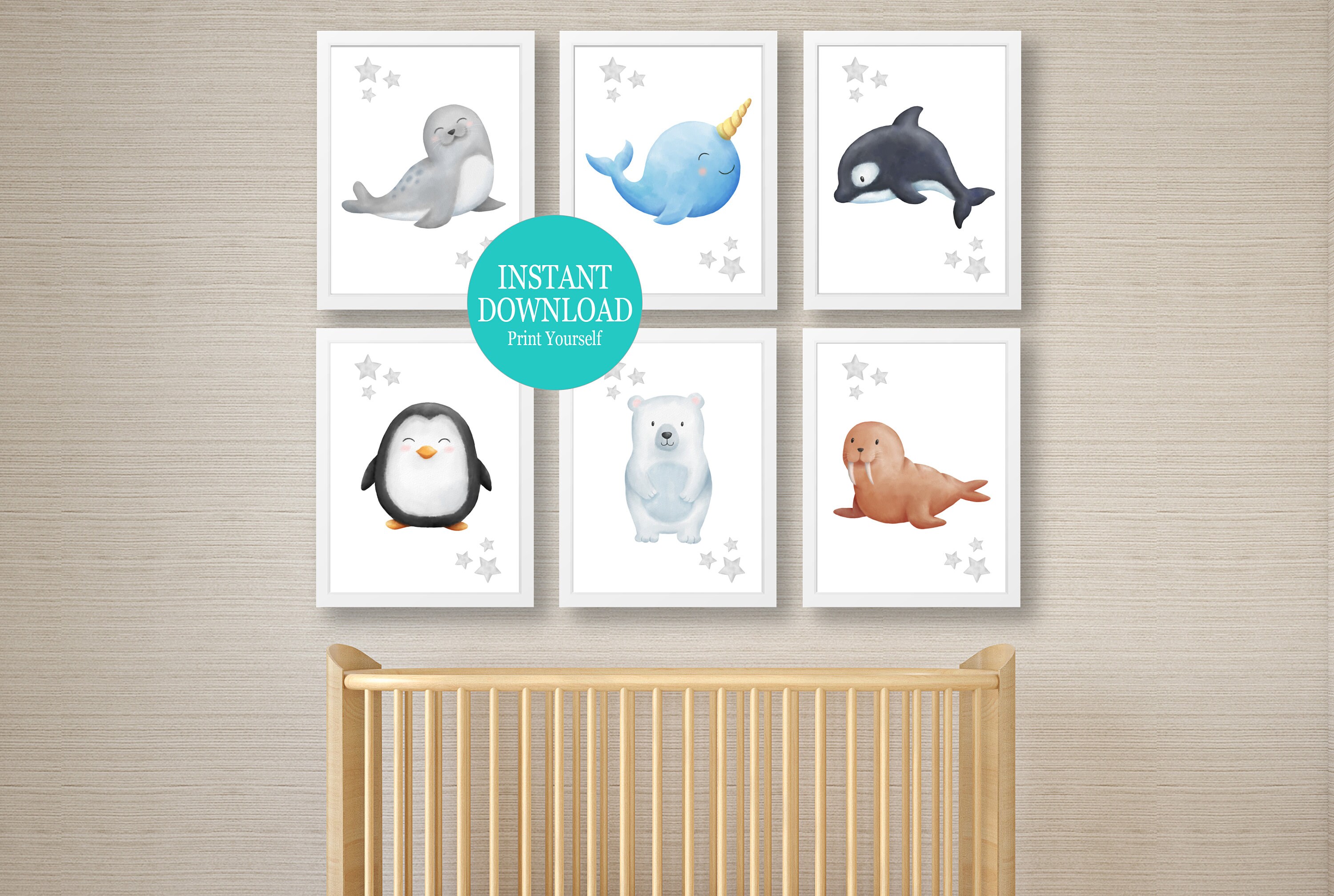 Winter Nursery Wall Art Arctic Animals Nursery Wall Art Etsy