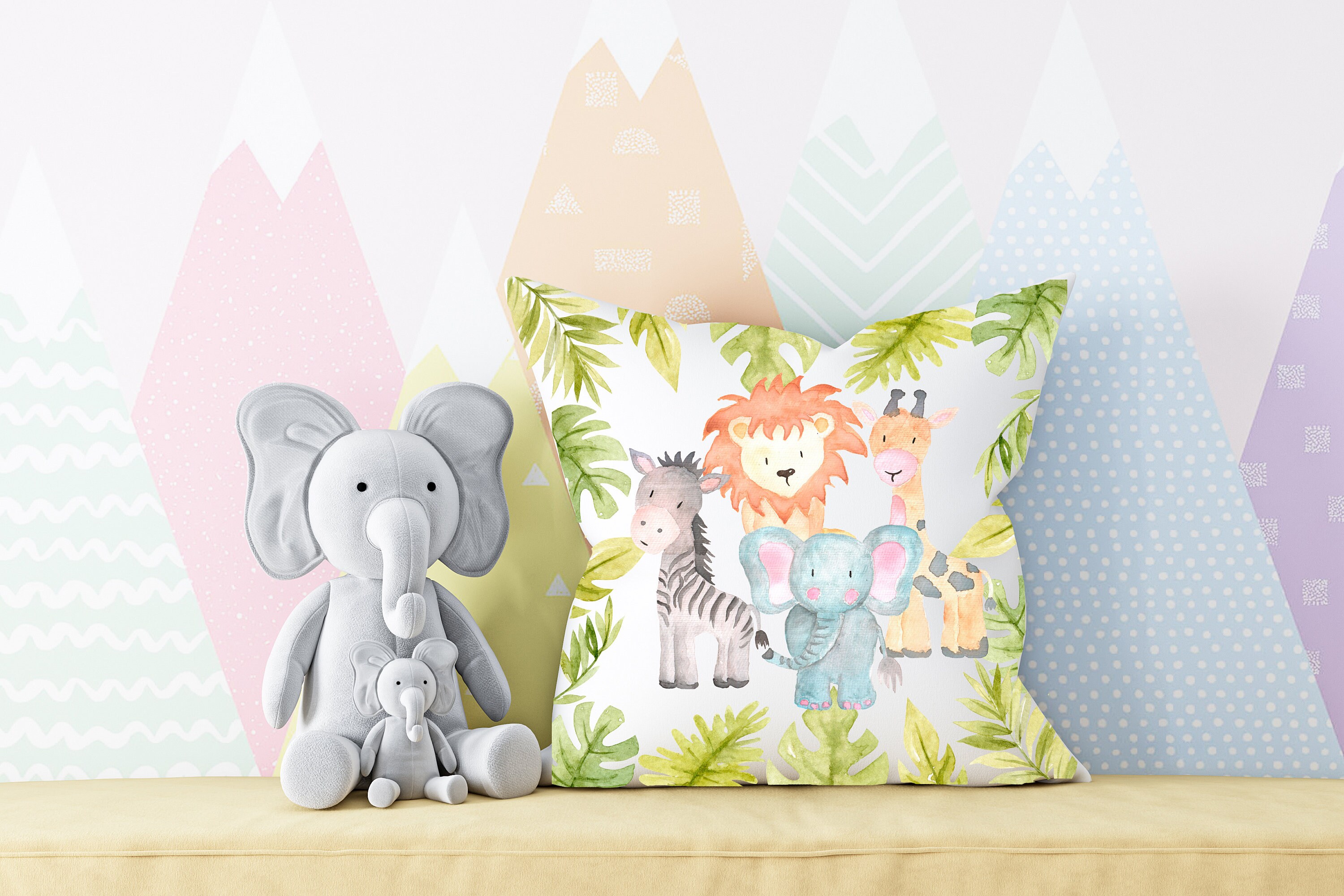Jungle Animals Nursery Cushion Safari Nursery Cushion Baby Etsy