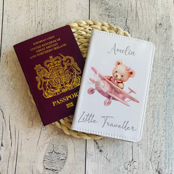 Personalised Kids Passport Holder, Passport Cover, Passport Case Wallet, Holiday Travel Gift, Children's 1st Passport, New Baby Gift