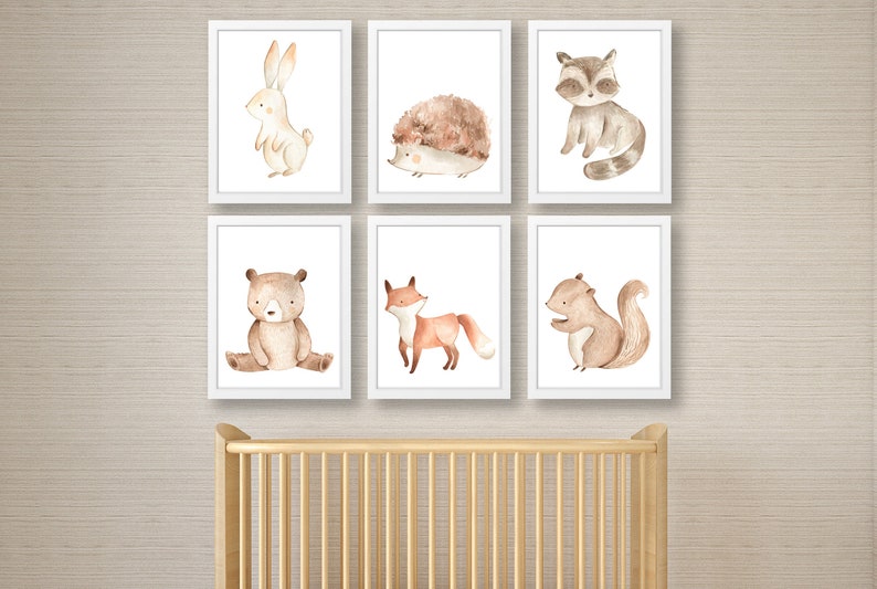 Woodland Animals Print Set of Nursery Prints Set of 3 or 6 Etsy