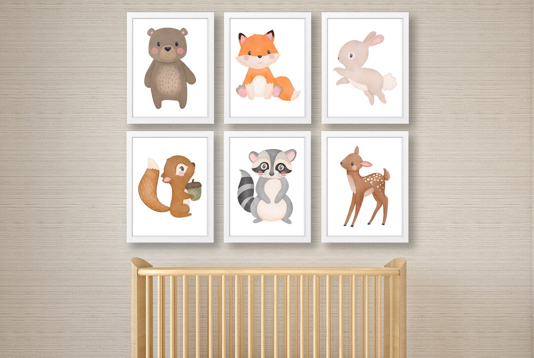 Nursery Decor Woodland Animals Print Set of Nursery Prints - Etsy