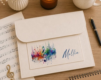 Personalised Sheet Music Folder | Music Book Holder | A4 Music Portfolio | Piano & Instrument Music Folder | Musician Gift | Choir Gift