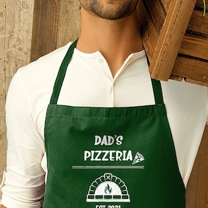 Personalised Pizza Apron Gift, Custom Christmas Gift Cooking Baking Cuisine, Dad, Pizza Oven Gifts, Him, Husband Mens Father's Day Gift Green