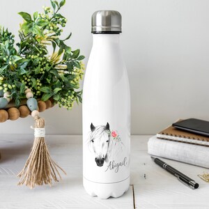 Personalised Horse Water Bottle, Horsey Gift, Horse Riding Gift, Personalised Name, Drinks Flask Bottle, Bowling Pin, Flask, Christmas