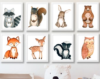 Set of Nursery Prints , Nursery Wall Picture , New Baby Print , Woodland Animals Print , Instant Download , Printable - Home Decor