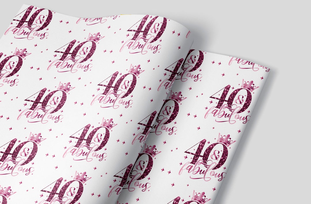40th Birthday Wrapping Paper, 40th Gift Wrap, Luxury Birthday Wrapping