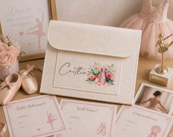 Personalised Ballet Certificate Folder | Ballet Exam & Dance Award Holder | Ballerina Keepsake | A4 Dance Certificate Portfolio