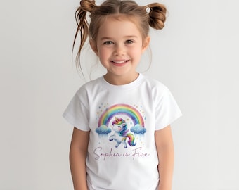 Personalised Kids Unicorn T-shirt, Birthday Keepsake T-shirt, Children's Birthday Gift, Children's Name T-shirt, Girls T-shirt