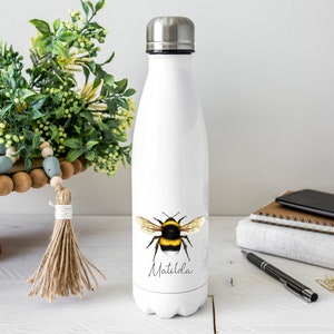 Personalisierte Bienenwasserflasche, Hummelgeschenk, personalisierte Trinkflasche, Bowling-Pin-Flasche, Trinkflasche, Weihnachtsgeschenk, Lehrergeschenk