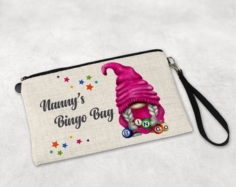 Personalised Bingo Bag, Bingo Dabber Pen Bag Pouch, Bingo Gift For Nan Nanny Grandma Auntie Mum Sister Friend, Linen Bingo Pouch