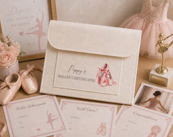 Personalised Ballet Certificate Folder | Dance Awards Keepsake | Children's Ballet Exam Certificate Holder | A4 Dance Folder