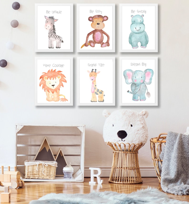 Jungle Safari Animals Nursery Prints Nursery Wall Picture Etsy Australia