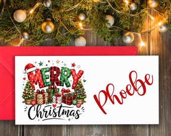 Christmas Money Wallet Card, Personalised Money Gift Voucher Wallet, Christmas Money Holder, Card Personalised, Children Gift,