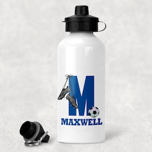 Personalised Football Sports Aluminium Water Bottle, Football Gift, Back to School, Kids, Children, School Drinks Bottle, Drinks Flask,