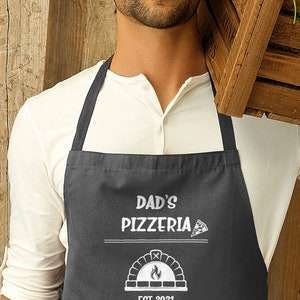 Personalised Pizza Apron Gift, Custom Christmas Gift Cooking Baking Cuisine, Dad, Pizza Oven Gifts, Him, Husband Mens Father's Day Gift Grey