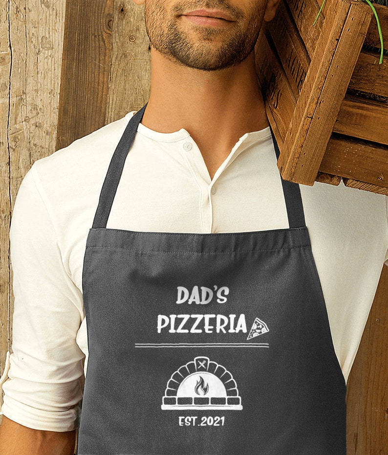 Personalised Pizza Apron Gift, Custom Christmas Gift Cooking Baking Cuisine, Dad, Pizza Oven Gifts, Him, Husband Mens Father's Day Gift Grey