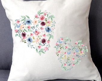 Duke Gifts Love Heart Floral Floral Pattern Black White Cushion Scatter Pillow 005