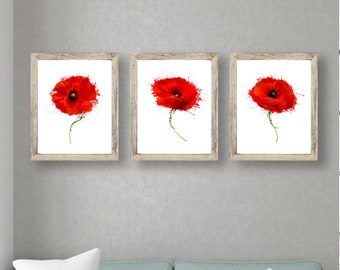 Poppy Print , Poppies Print , Botanical Print , Poppies Wall Art , Flower Art , Watercolour Poppy Room Decor - Home Decor - Home Office