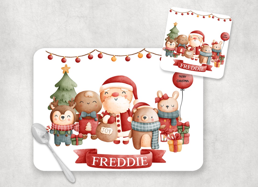 Personalised Christmas Placemat and Coaster Set Christmas Etsy UK