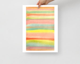 Fine Art Print | From Original Painting by Louise Abel | 12 x 16 | Abstract Stripes Pink Rainbow Colourful Bright