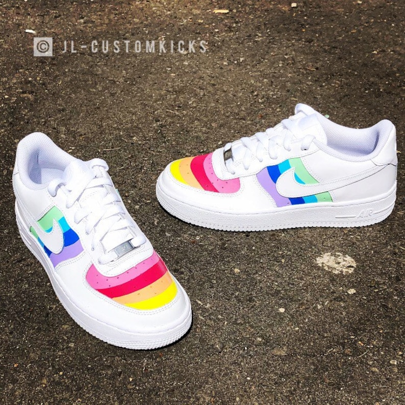 Nike Air Force 1 rainbow Custom Hand Painted | Etsy