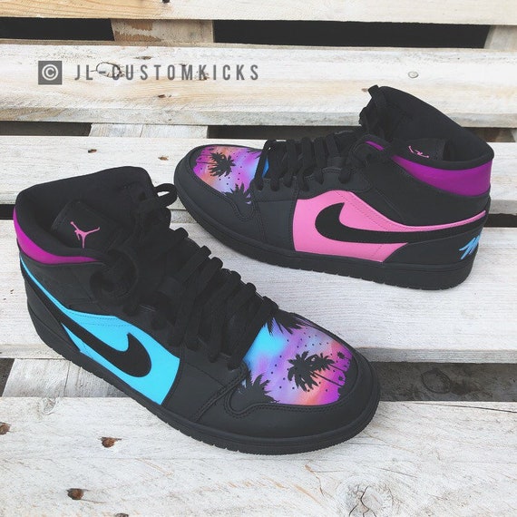 Limited Full Custom Nike Air Jordan 1 Miami Beach - Etsy Israel