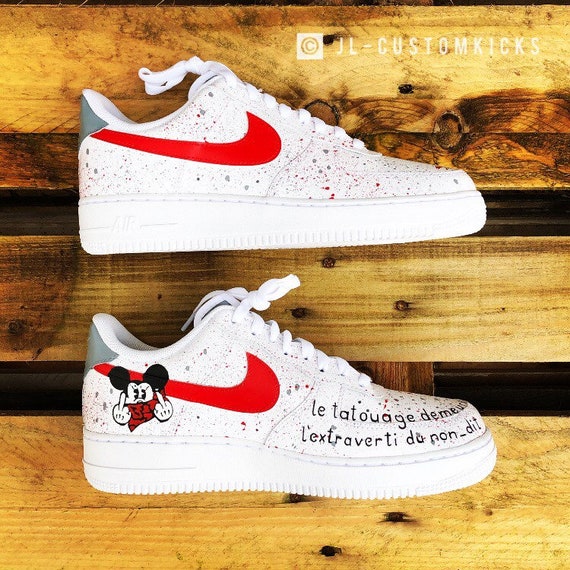 Full Custom Nike Air Force 1 Splatter Mickey V2 | Etsy