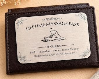 Lifetime Massage Pass Wallet Card – Stainless Steel Romantic Anniversary Gift