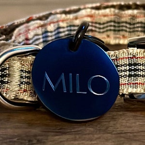 Médaille pour chien noire personnalisée minimaliste gravée à puce électronique pour animaux de compagnie pour petits chiens et chats - Petite taille - Optima