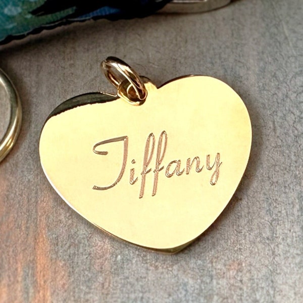 Gold Heart Pet ID Personalized Stainless Steel Pet Tag Microchip Tag For Puppies Girl Dog Tag