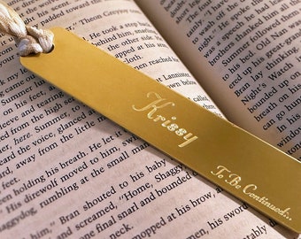 Gold Personalized BOOKMARK, Book Lover Gift, 21 year Anniversary, Custom Quote Book Mark