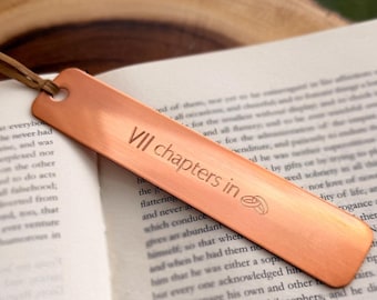 Personalized Copper Bookmark: Tally Marks or Roman Numerals – “Chapters In” Anniversary Gift