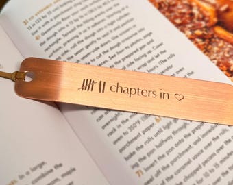 Copper Anniversary Bookmark: “Chapters In” Design with Tally Marks or Roman Numerals
