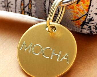 Personalized Brass Pet ID Tag: Custom Engraved Dog or Cat Tag
