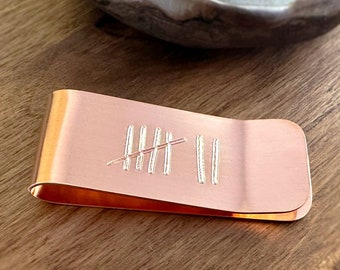 Copper 7th Anniversary Money Clip – Personalized Tally Mark Gift
