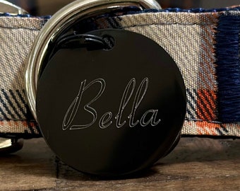 Personalized Black Dog Tag - Custom Design Pet ID and Microchip Tag Cornet