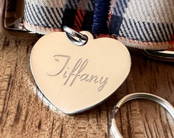 Silver Heart Pet ID Stainless Steel Custom Engraved Dog Tag Puppy Pet Tag