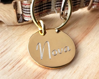 Custom Engraved Gold Pet ID Tag, Stainless Steel, Small Dog Cat Collar