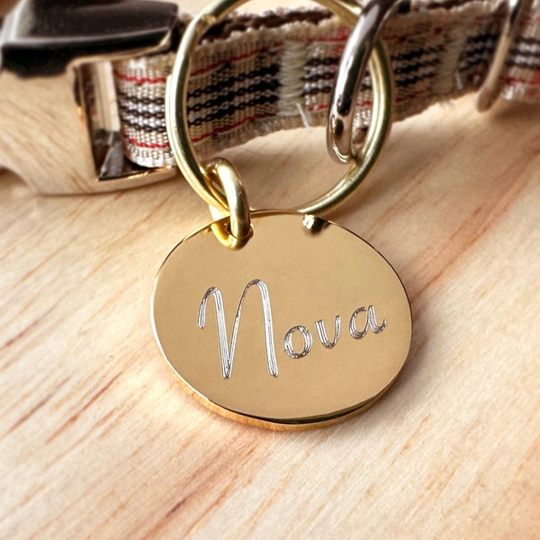 Small Gold Dog Tag Custom Engraved Stainless Steel Minimalist Microchip Pet id For Small Dogs and Cats