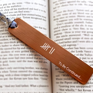 Copper Personalized BOOKMARK Book Lover Gift Custom Quote Book Mark With Tally Marks 7th anniversary copper anniversary gift for couple image 1