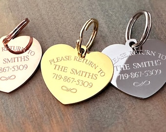 Designer Pet ID - stainless steel - diamond engraved dog tag - Gold - Rose Gold - Silver