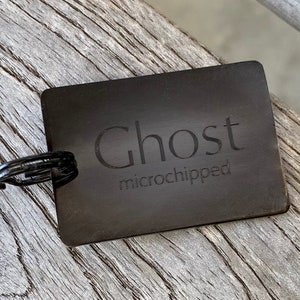 Carte d'identité rectangulaire noire pour animal de compagnie - Acier inoxydable - grande - Médaille pour chien personnalisée - Bijoux hypoallergéniques